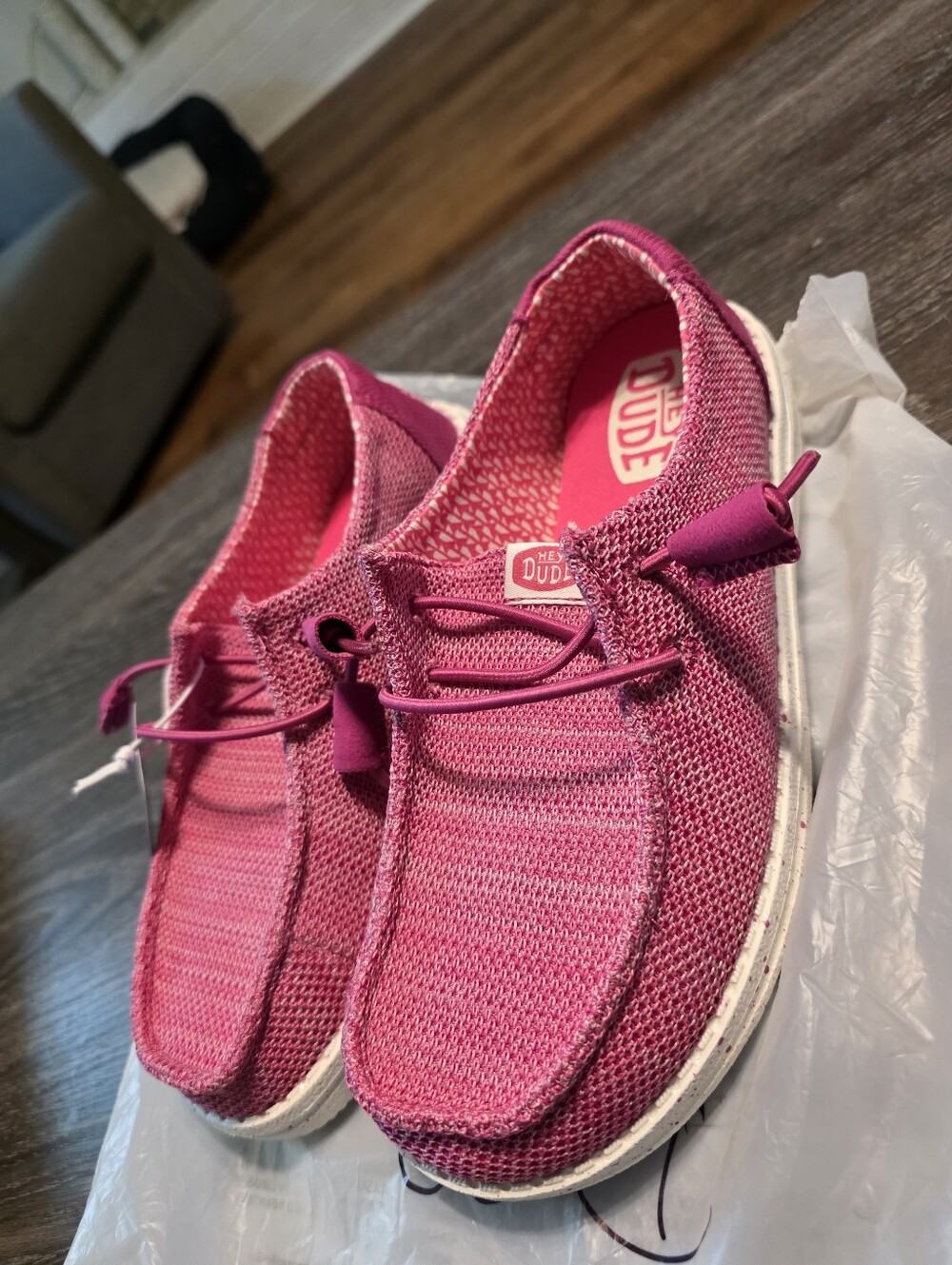 Hey Dude Wendy Stretch Sox Fucia Pink Knit Slip-On Sneakers